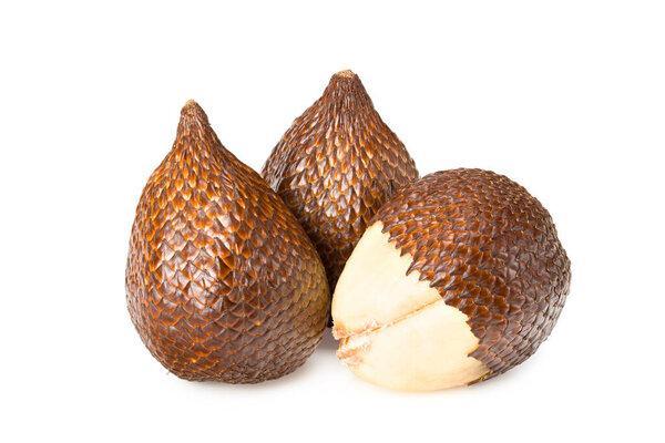 Salak or snake fruit isolated on white background.