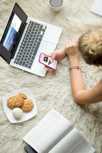 Young woman browsing social media