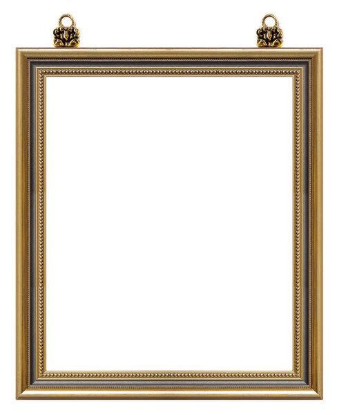 Golden frame for paintings, mirrors or photo isolated on white background
