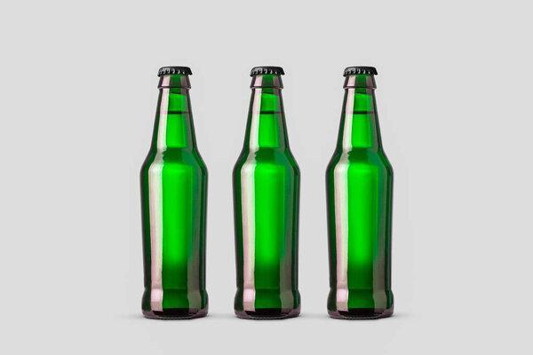 Beer Bottle Mock-Up isolated on soft gray background.High resolution photo.