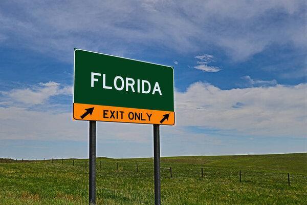 FLORIDA Green Board on The Sky Background