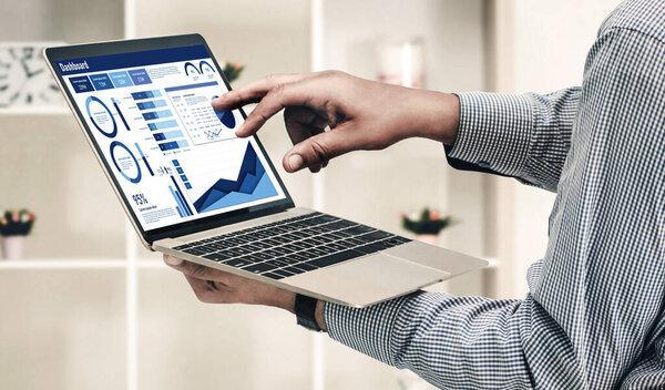 Business data dashboard provide business intelligence analytic for marketing strategy planning snugly with big data set to analyze customer demands and foreseeing business future