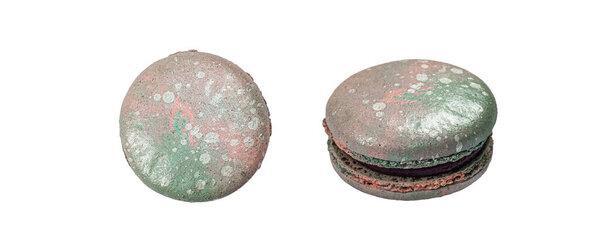 French macarons isolated on white background. Culinary and cooking concept. Tasty baked food, confectionery range