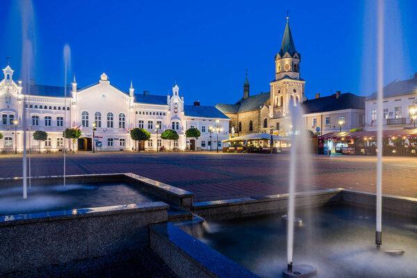 Franciscan church and old town hall, market square, Sanok,  Subcarpathian Voivodeship, Poland,  eastern europe