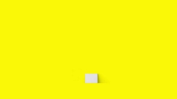 3d rendering laying empty blank white canvas isolated on yellow background.
