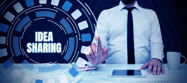 Writing displaying text Idea Sharing, Business concept Startup launch innovation product, creative thinking