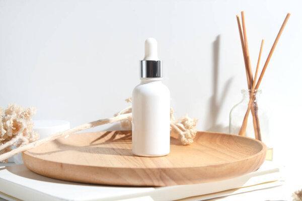 mockup of beauty fashion cosmetic makeup bottle lotion product with skincare healthcare concept on background
