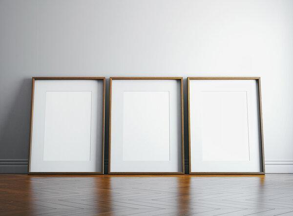 Three blank picture frames