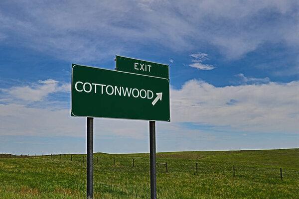 COTTONWOOD Green Board on The Sky Background