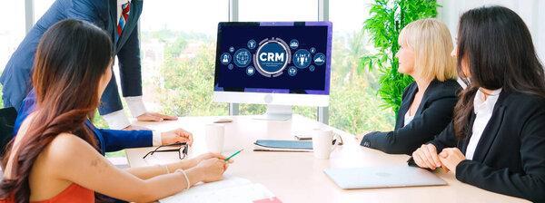 Customer relationship management system on modish computer for CRM business and enterprise