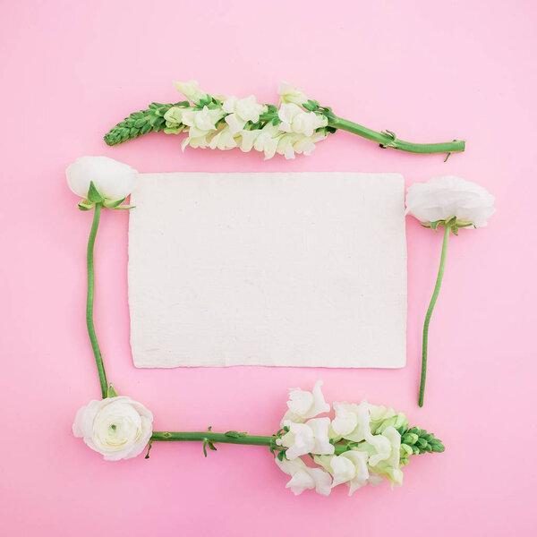 blank frame decorated with flowers