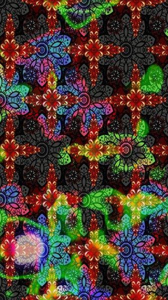 平面花卉元素设计。色彩春天主题草图图案背景.花呈黑色和灰色。栅格图解中的素描花型.