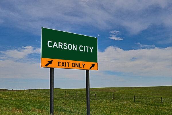 CARSON CITY Green Board on The Sky Background