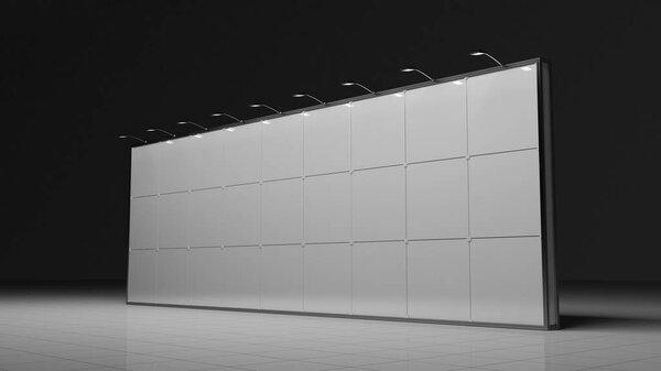 3d render banner. 12x3 meters. Template for your deisgn. Blank. Mock up