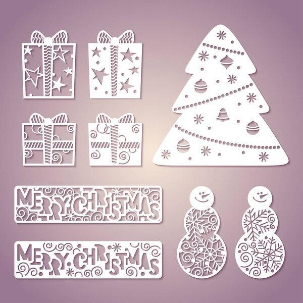 一套镂空纸人。新年装饰品。激光切割 t