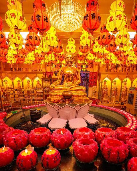 Kek Lok Si temple illuminated with thousand of lanterns to celebrate Chinese New Year 2023 in Georgetown - Penang - Malaysia