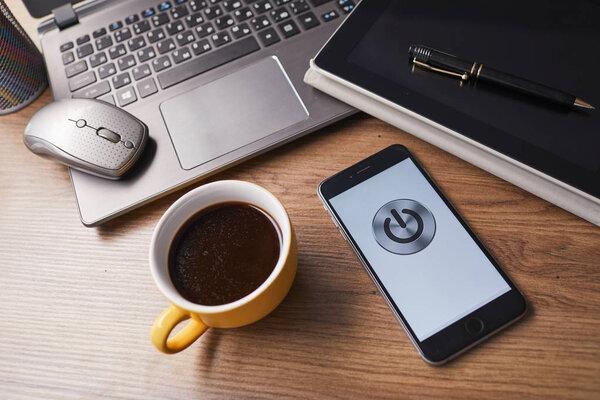 business concept with modern smartphone