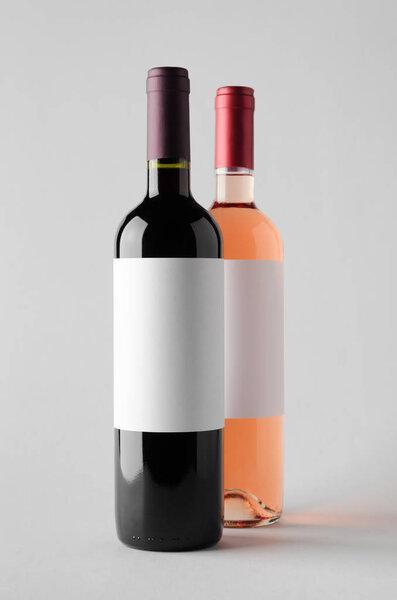 Wine Bottle Mock-Up - Two Bottles. Blank Label