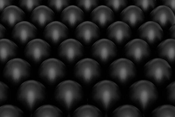 Heap of farm raw organic black chicken eggs, abstract background. 3d render of Easter concept or Black Friday, luxury, wealth and imperial power