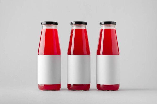 Juice Bottle Mock-Up - Three Bottles. Blank Label