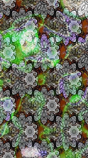 用于印花、面料、壁纸、纺织品的栅格纹理.绣花素描图案.色彩艳丽的背景，色彩斑斓，绿油油的花朵。.