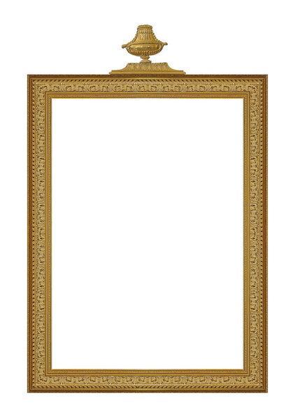 Golden frame for paintings, mirrors or photo isolated on white background