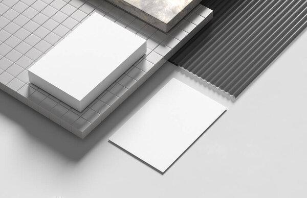 Realistic business card mock up isolated on white background. 3D illustration.