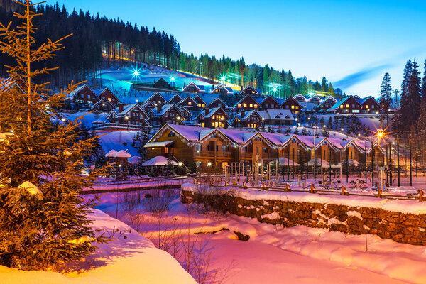 乌克兰布科维冬季滑雪度假村