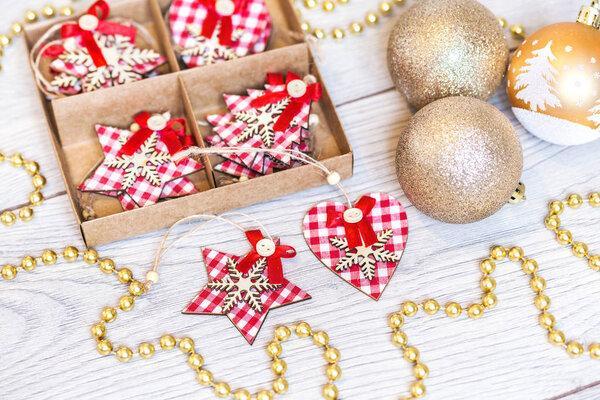 Winter holidays background with christmas decorations