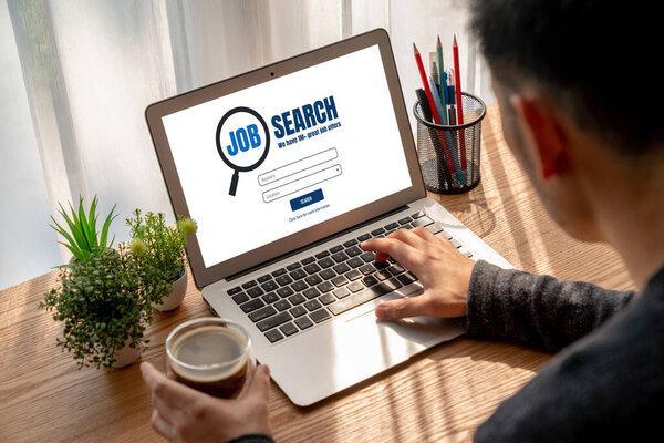 Online job search on modish website for worker to search for job opportunities on the recruitment internet network