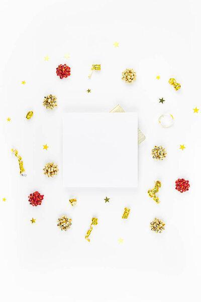 Christmas composition with golden frame