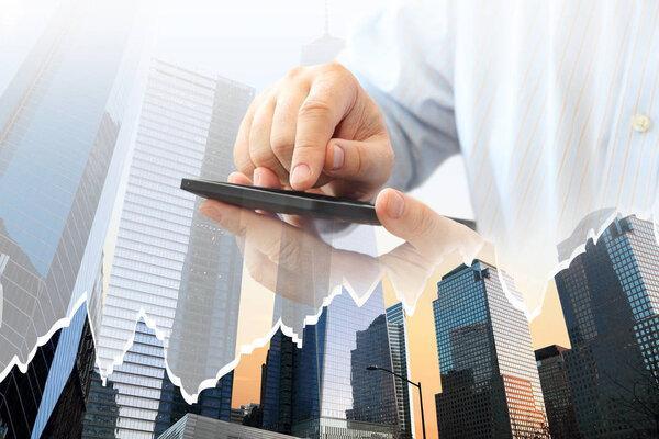 Man using smartphone