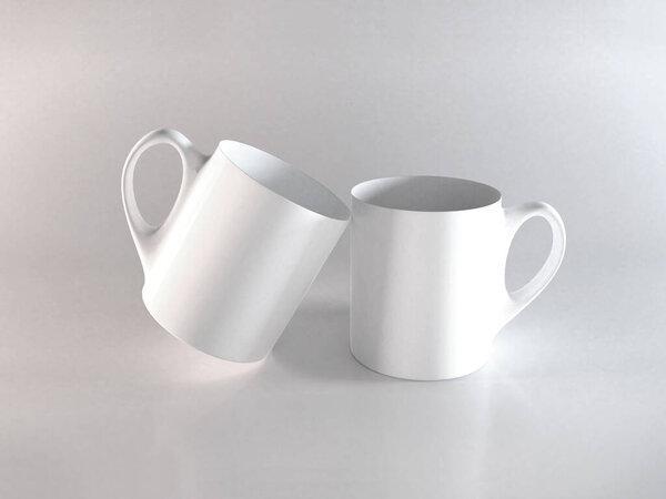 Realistic Mug 3D Illustration Mockup Scene on Isolated Background