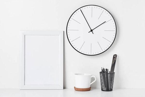 Home office minimal workspace desk, mockup