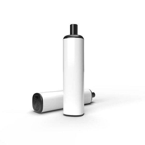 Black Plastic Disposable Vape Stick with a White Copy Space Label isolated on a white background. 3D Render Illustration