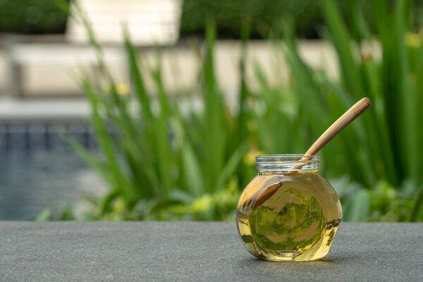 Natural medical treatment yellow bath gel in a design package.