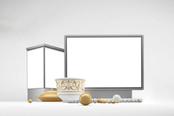 Eid Advertising Billboards Front Side In White Background