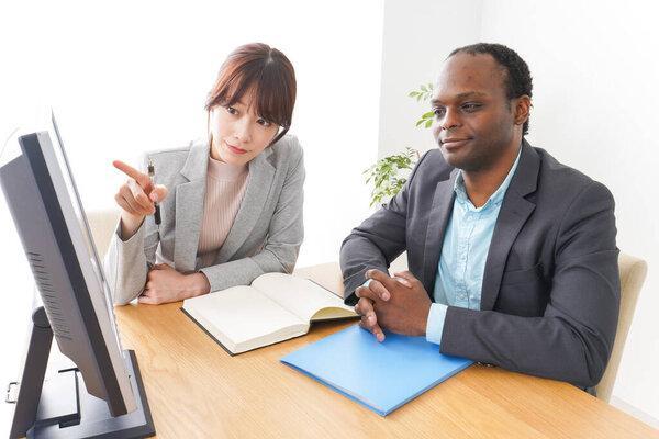  business people use computer in the office